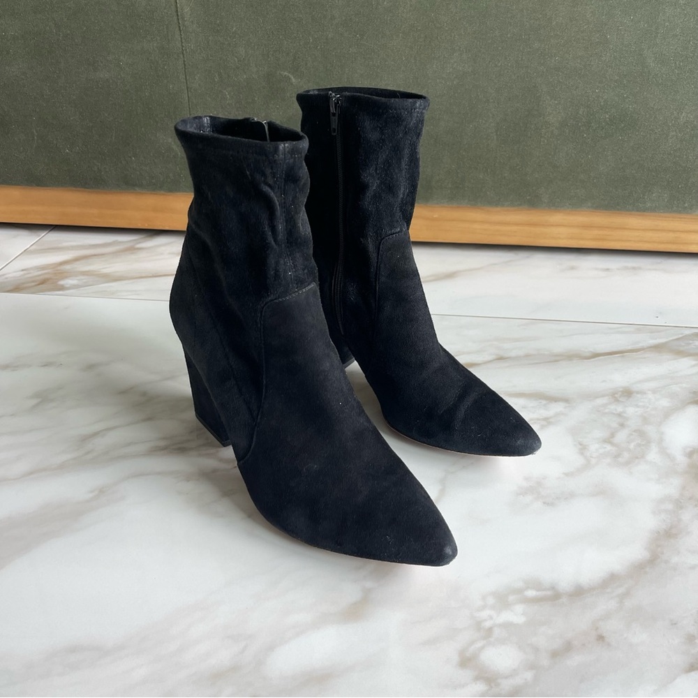Loeffler Randall Black Suede Pointed Ankle Boots Booties Size Women’s 8.5 - Picture 2 of 9